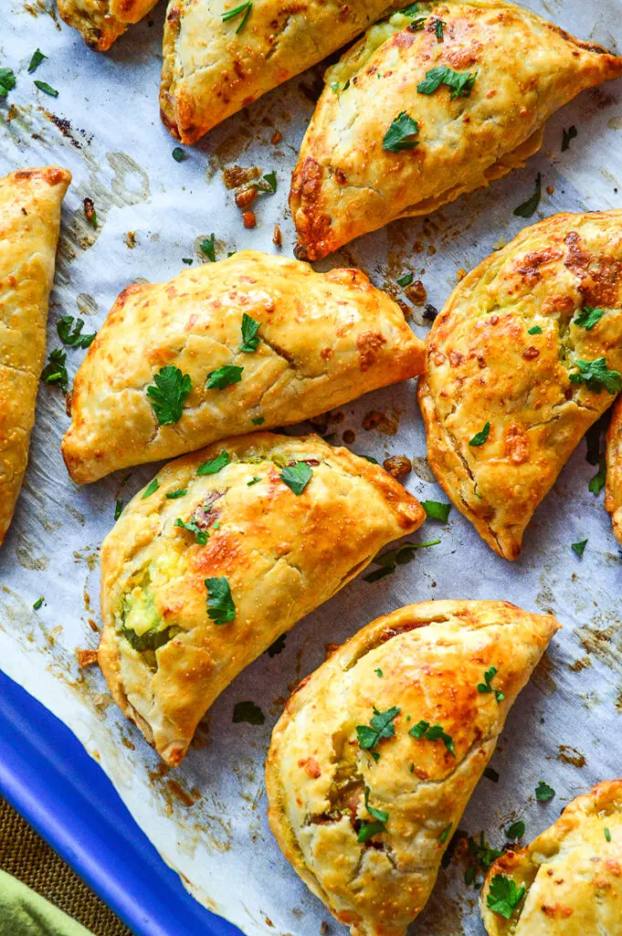 Pasty on baking sheet