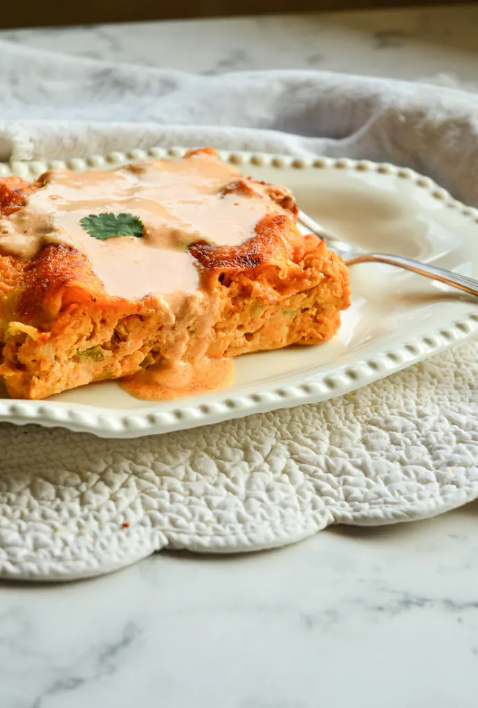 Buffalo Chicken Lasagna on white plate