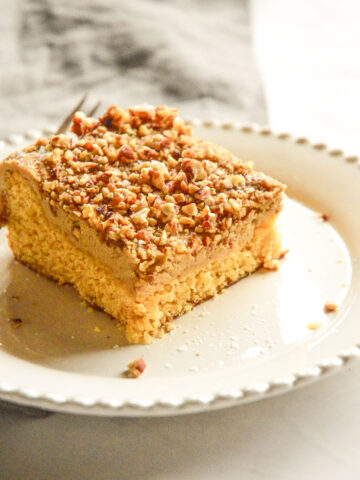 Salted Caramel Cake with pecans on top