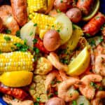 close up of shrimp boil ingredients