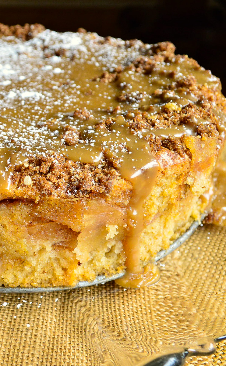Passover Apple Cake with Streusel and Caramel Sauce