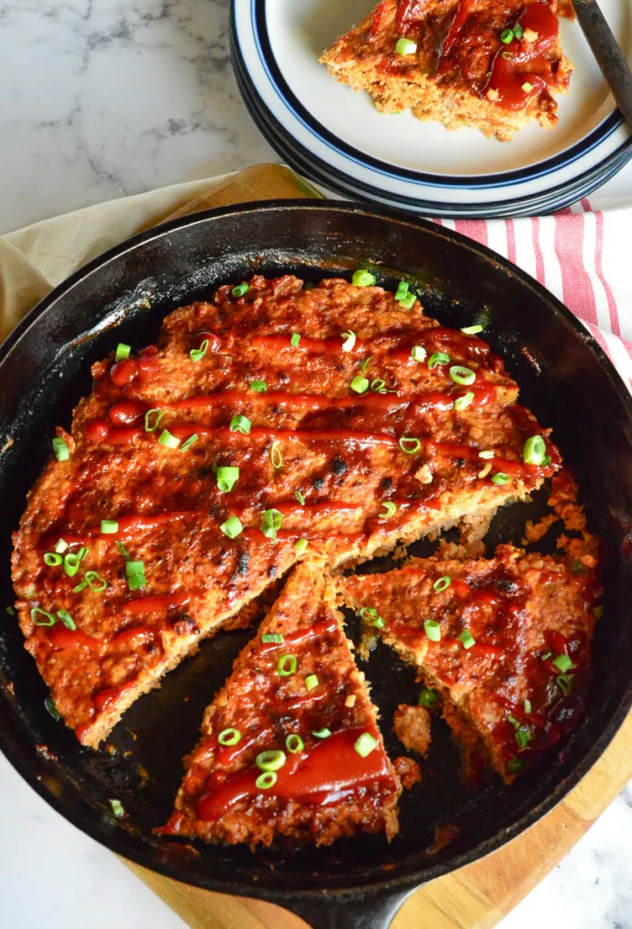 Lipton Meatloaf in cast iron skillet