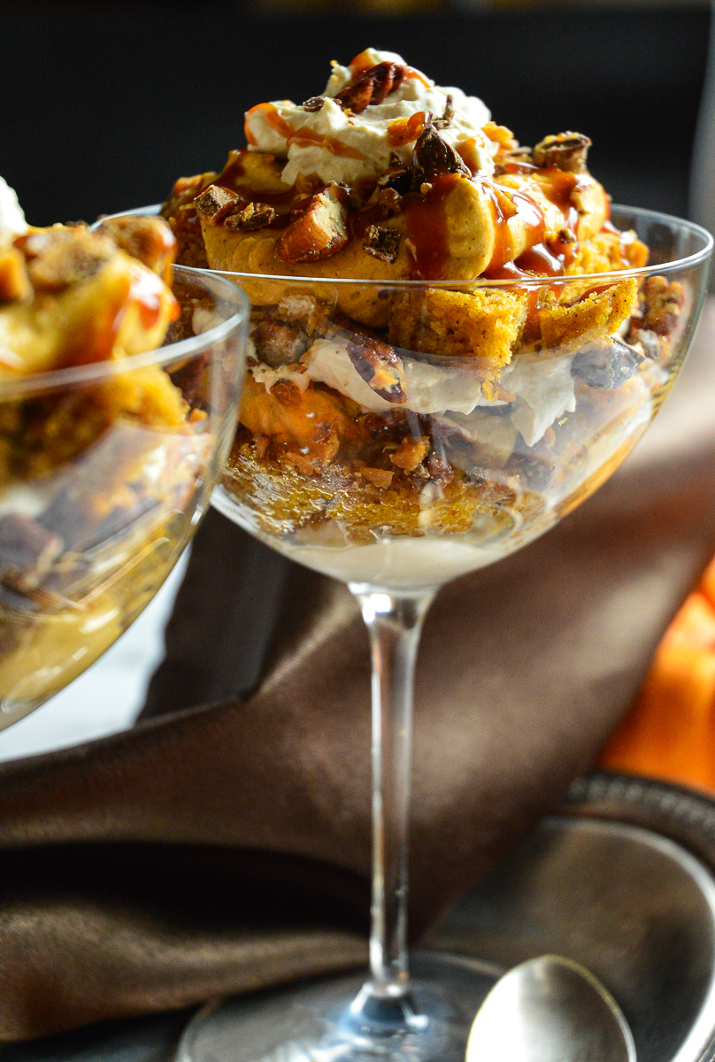 pumpkin trifle on glass
