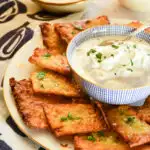 sheet pan latkes with sour cream, sugar