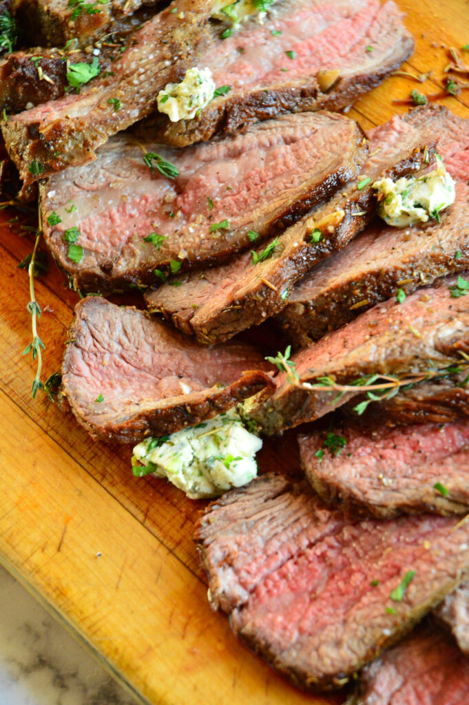 skillet to oven tri tip roast on cutting board