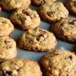 chocolate chip cookies on a cookie sheet
