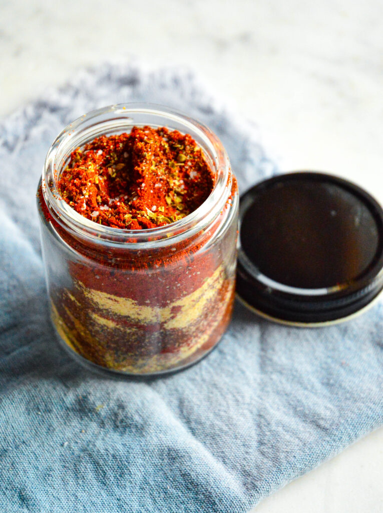 homemade chili seasoning mix in a jar