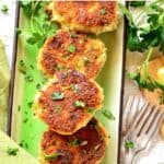 Cod Fish Cakes or Irish Fish Cakes on green sushi platter