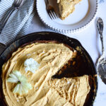 in cast iron skillet apple skillet cake with salted caramel frosting