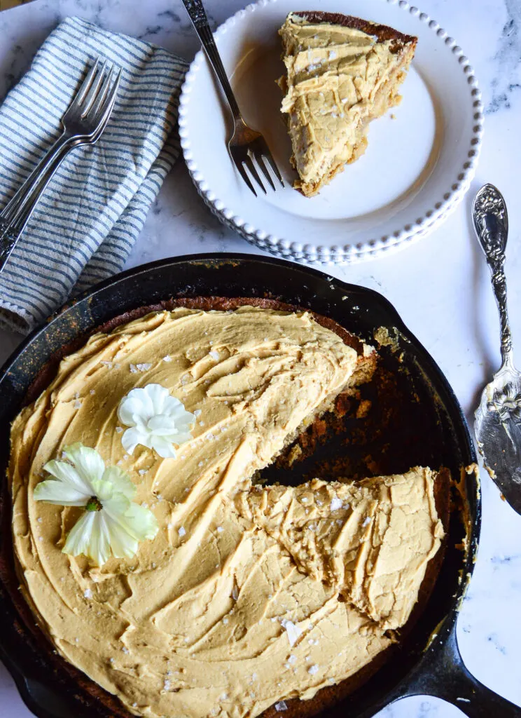  in cast iron skillet apple skillet cake with salted caramel frosting