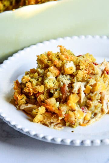 stovetop chicken casserole on dinner plate
