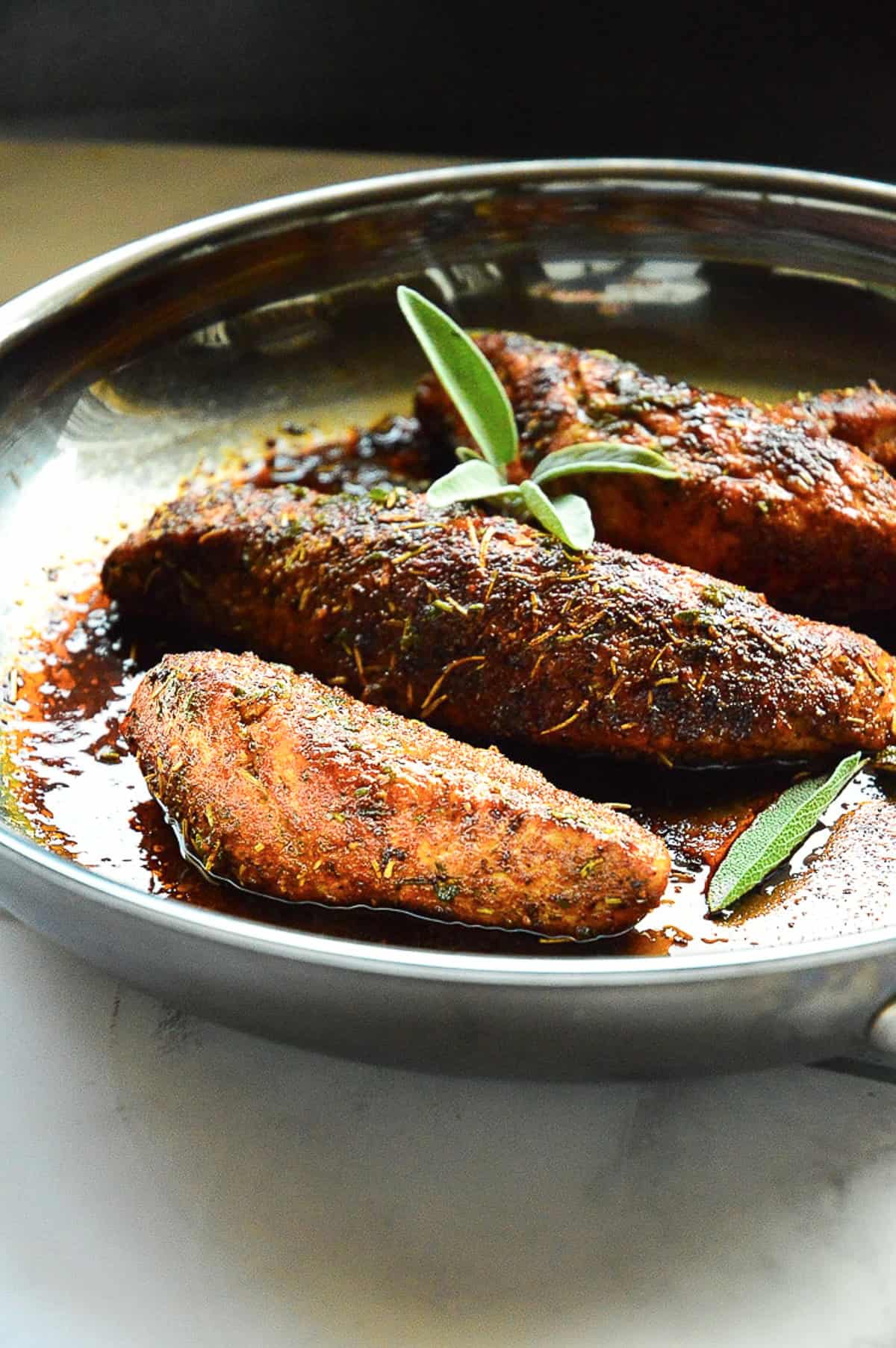 baked turkey tenderloins in oven proof skillet