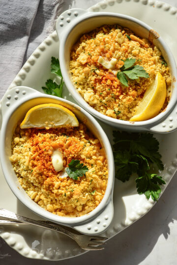 lobster casserole recipe in individual ramekins