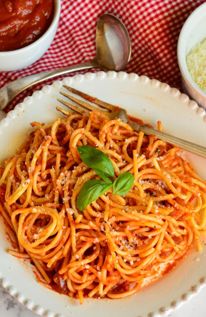 Italian spaghetti on plate