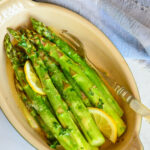 sauces for asparagus recipes with asparagus in baking dish