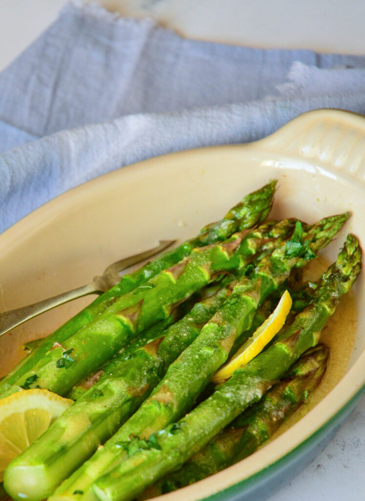 asparagus sauce recipes with asparagus in baking dish