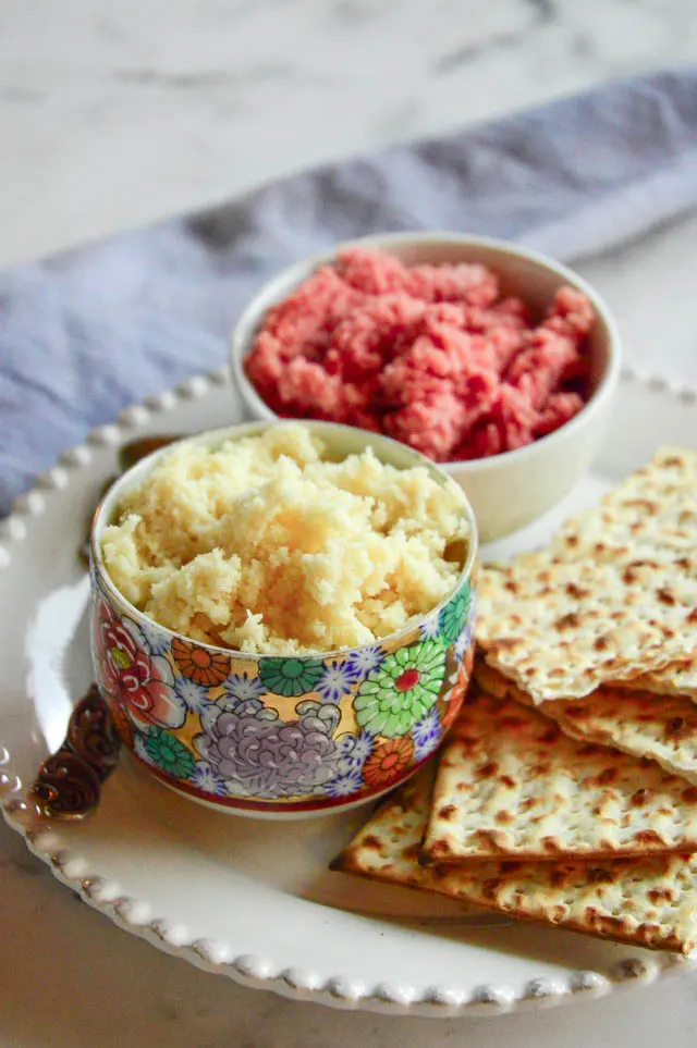 Hot Horseradish Recipe, two kinds in pretty bowl