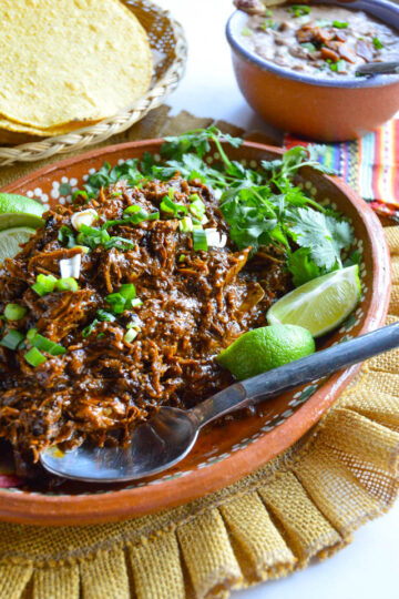 Mexican Pork Adobo Recipe on clay platter