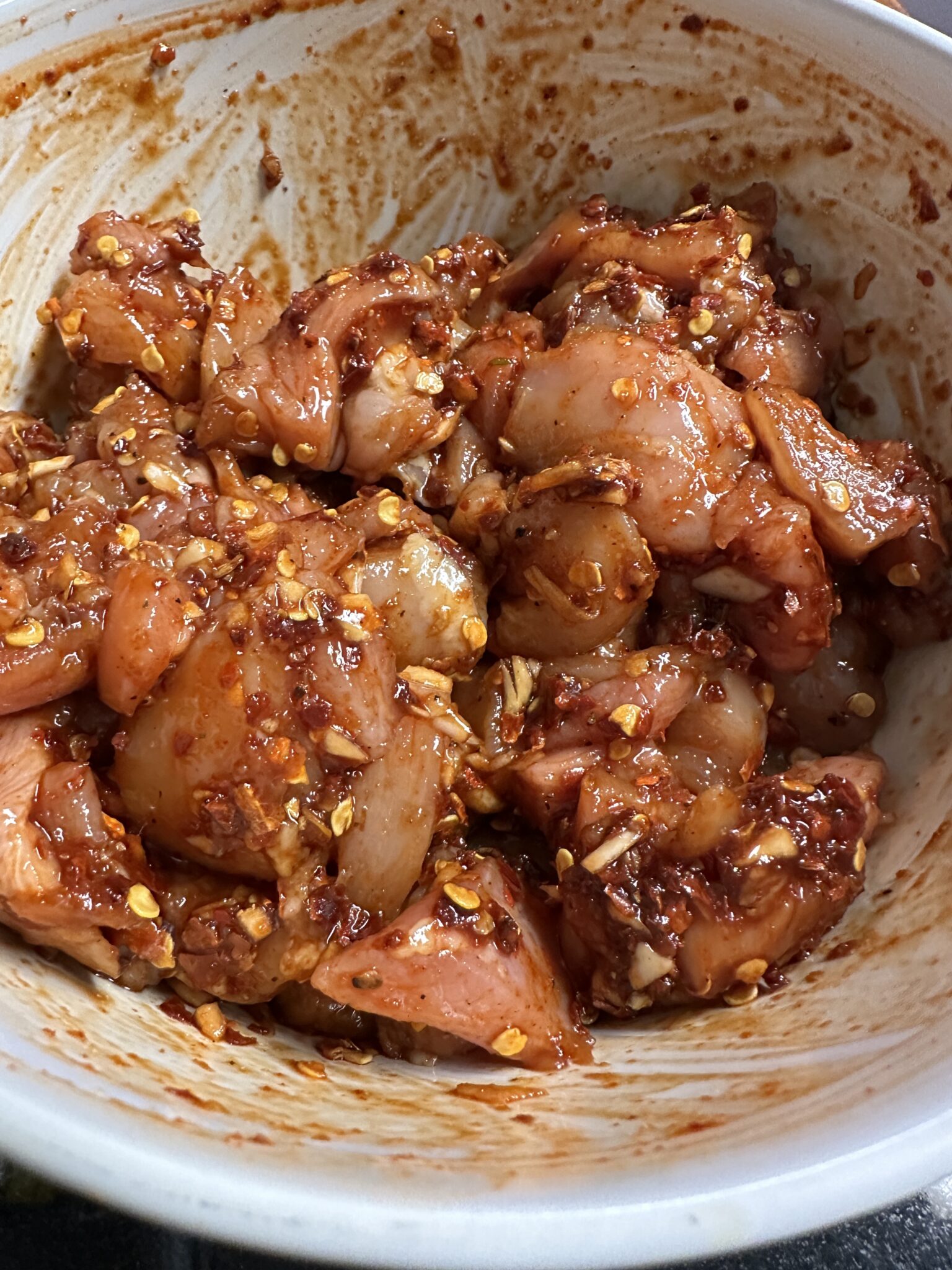 fire chicken in marinade