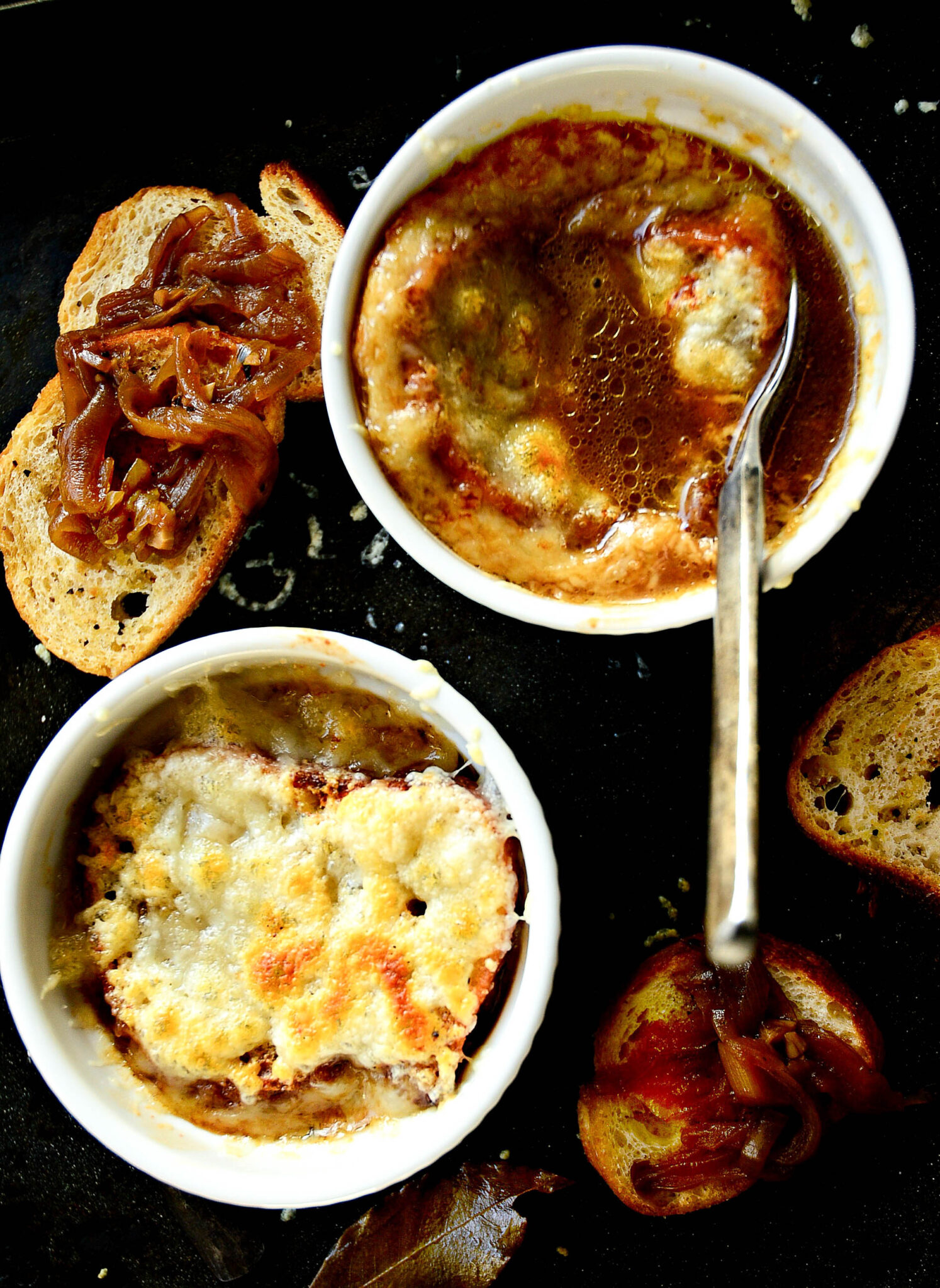 French Onion Soup in Souffle dishes