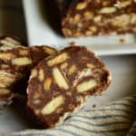 slice of chocolate salami recipe on counter