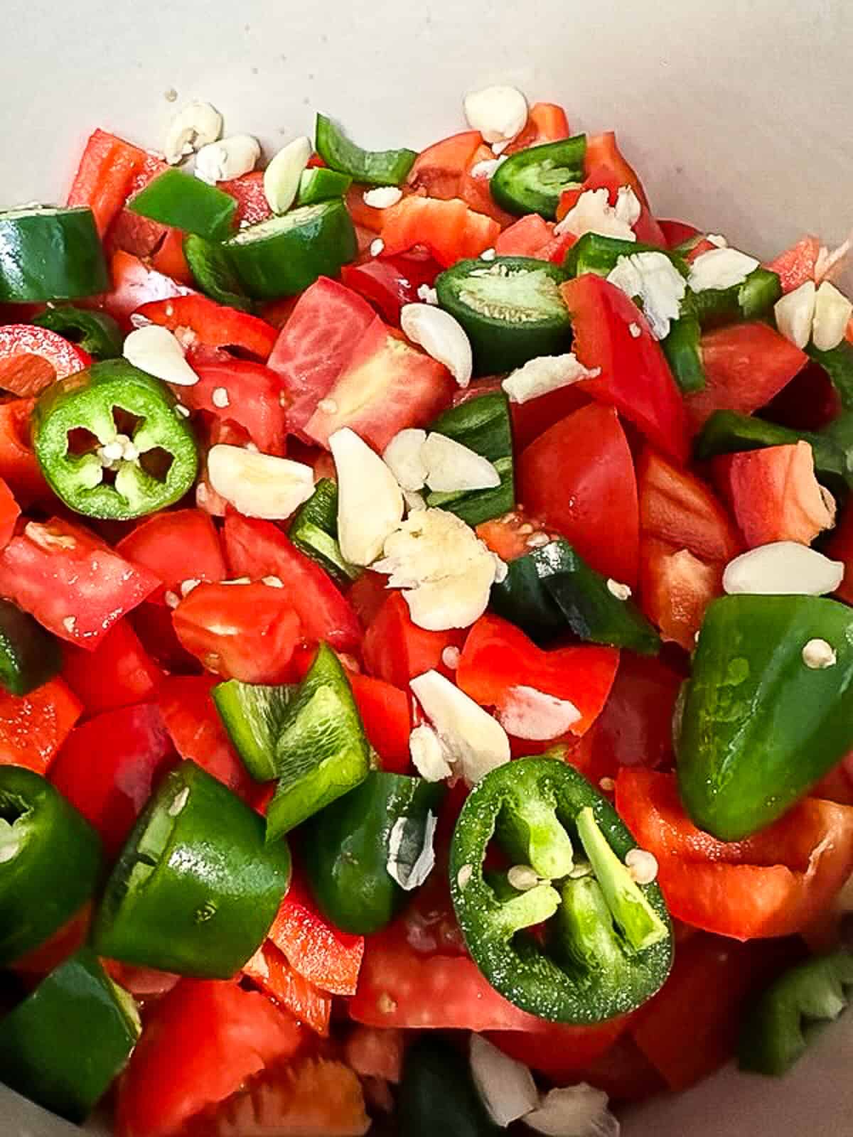 chopped vegetables for matbucha