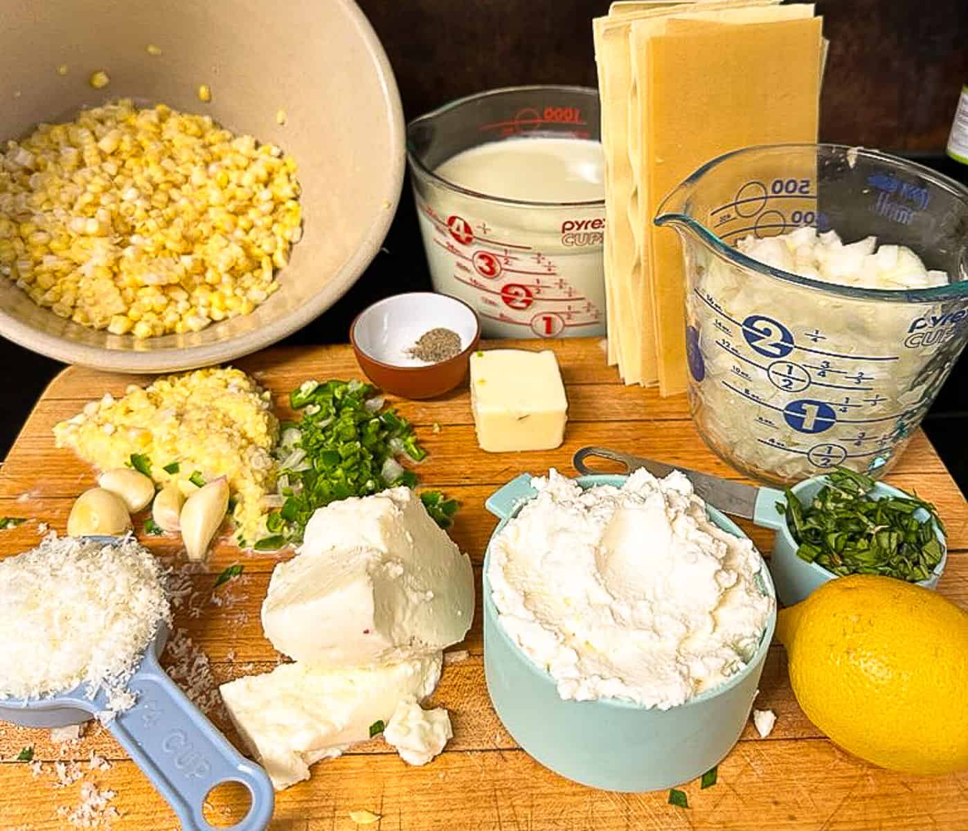ingredients for lasagna in a skillet