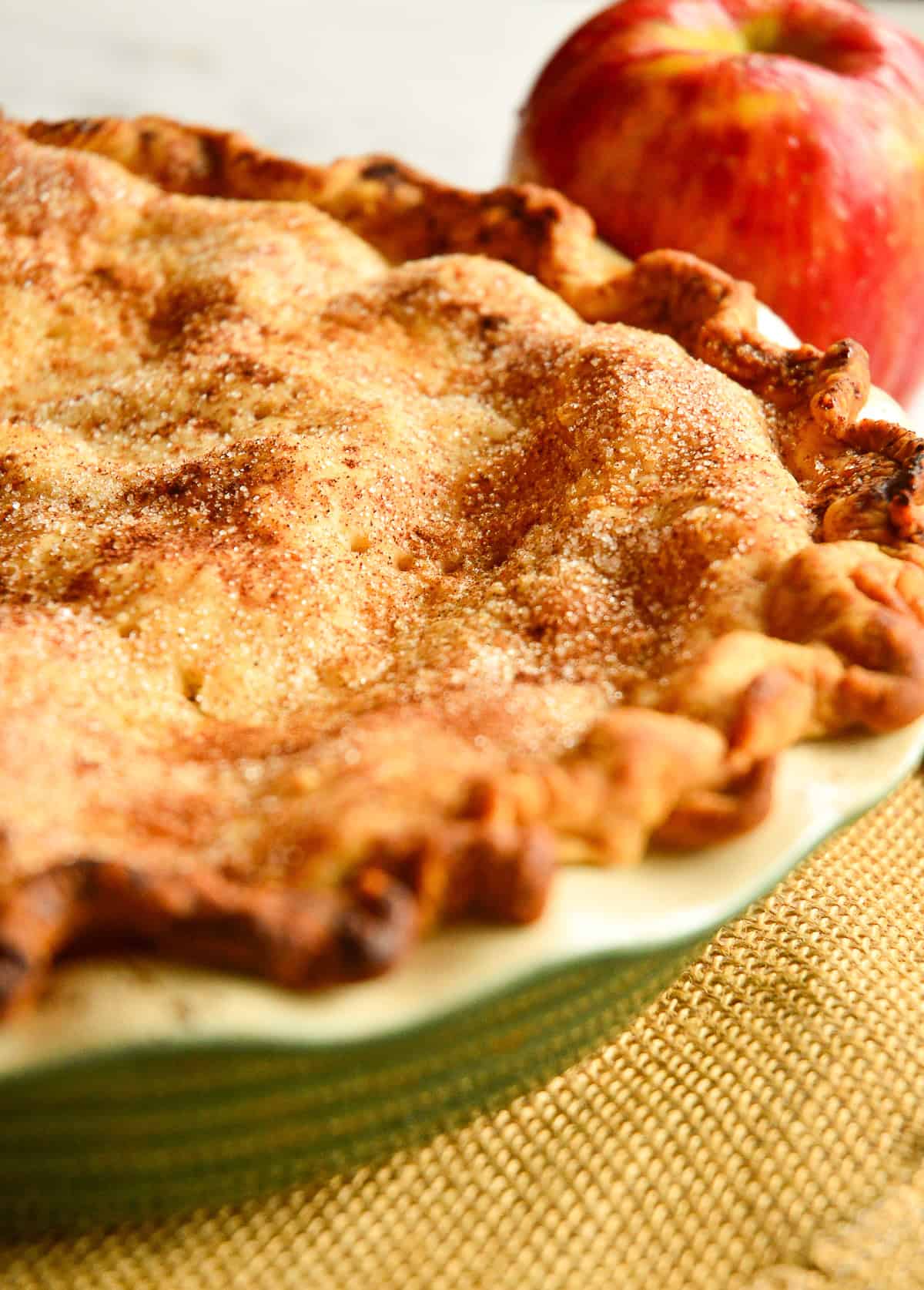 apple pie crust dusted with cinnamon sugar