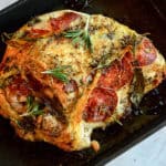 buttered bone-in turkey breast recipe with pepperoni and herbs