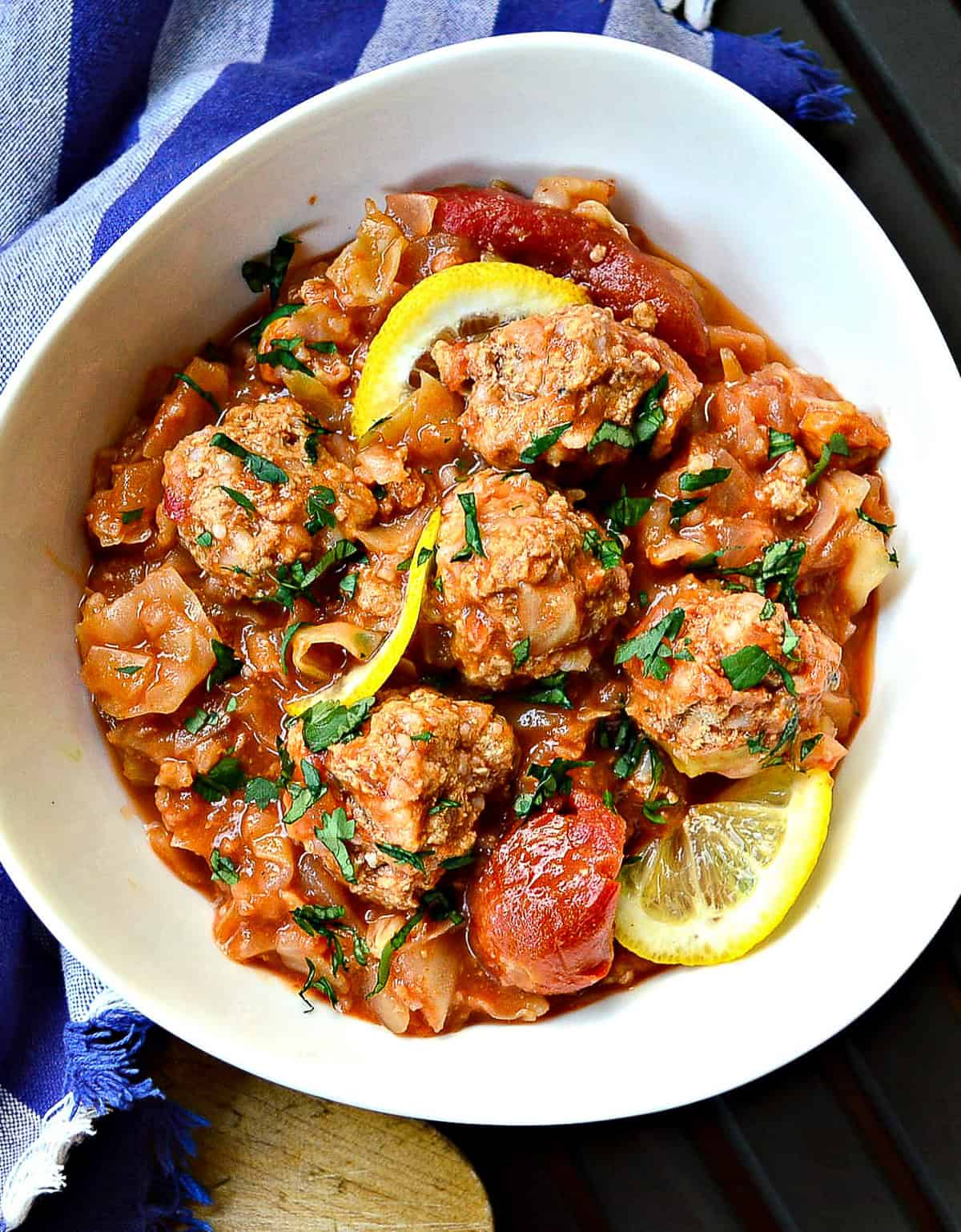 unstuffed sweet and sour cabbage with meatballs in top Jewish dishes