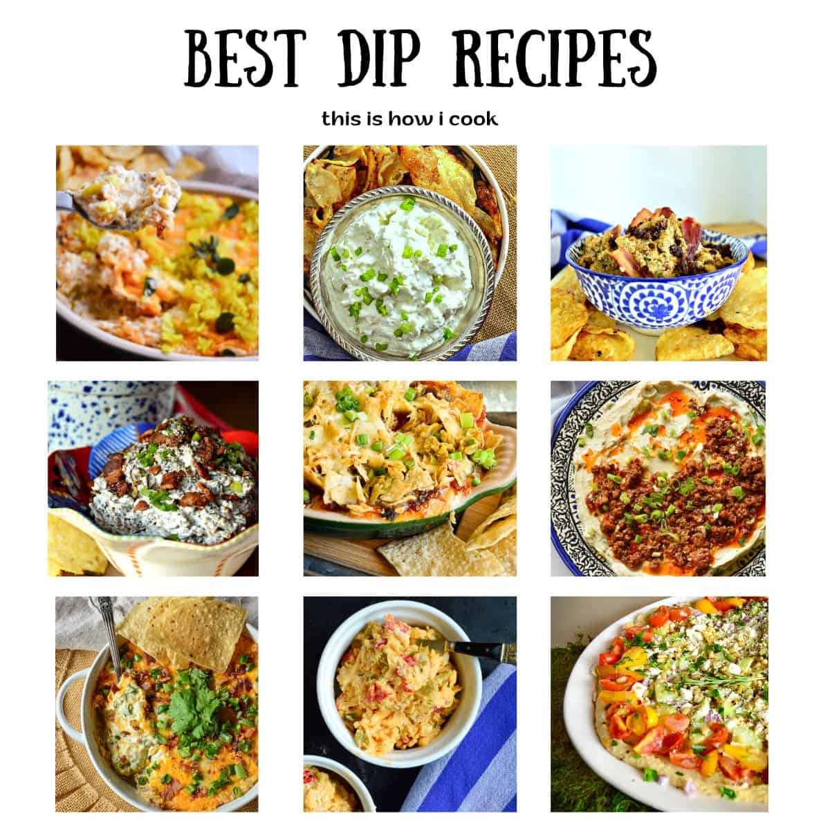 best dip recipes square with 9 images
